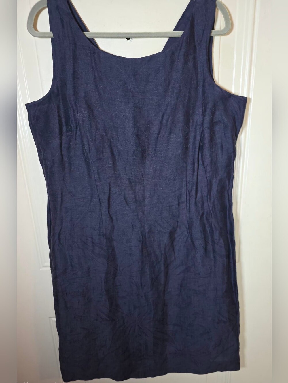 Sleeveless Navy Shift Dress with Side Pockets - Picture 9 of 15